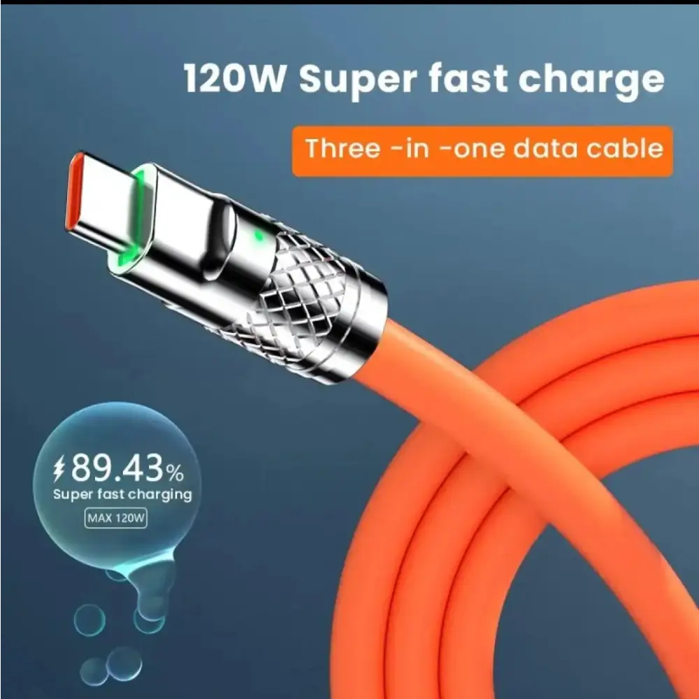 3 in 1 mobile charging data cable fast charging with night mode lights - Data cable