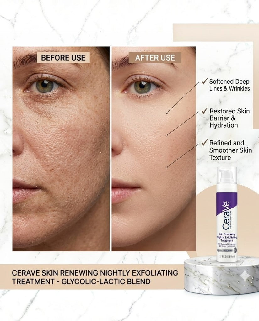 CeraVe Skin Renewing Nightly Treatment 50ml – Fights Wrinkles, Restores Radiance, Boosts Overnight Repair