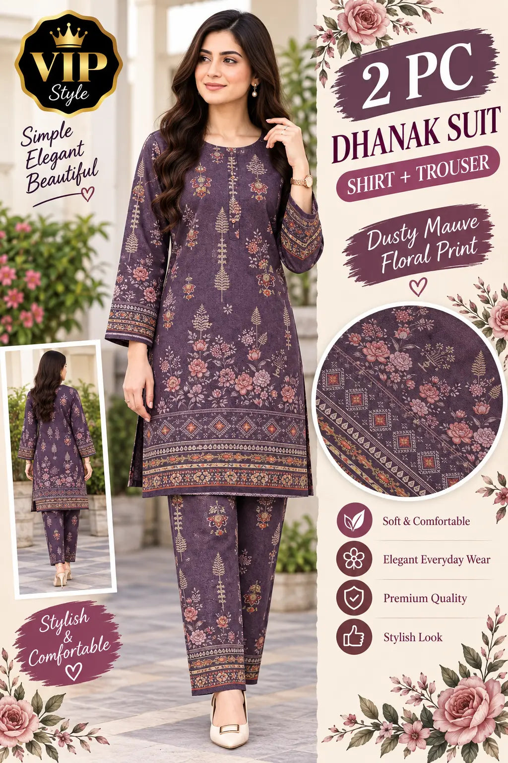 2 Pc All Over Stuff Dhanak Suit