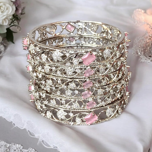 set of 6 bangles pink color