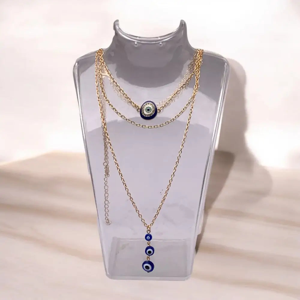 evil eye triple layer pendant set