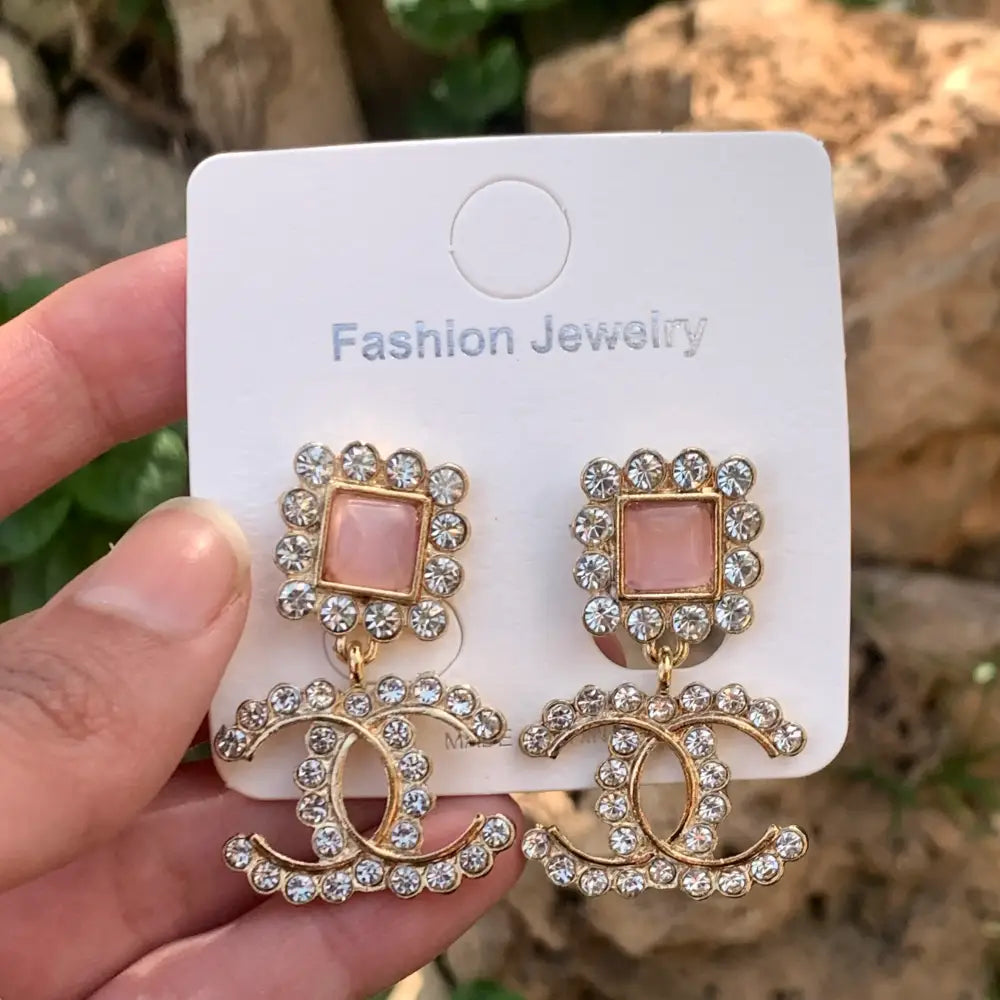 fancy pink chanel earring