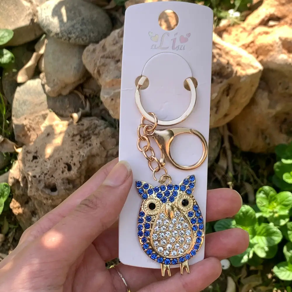 lili fancy blue owl keychain