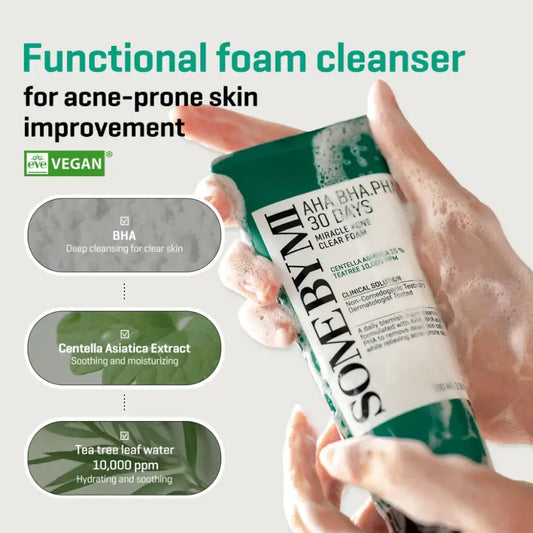 Some By MI AHA.BHA.PHA Miracle Acne Clear Foam Face Cleanser - acne cleanser