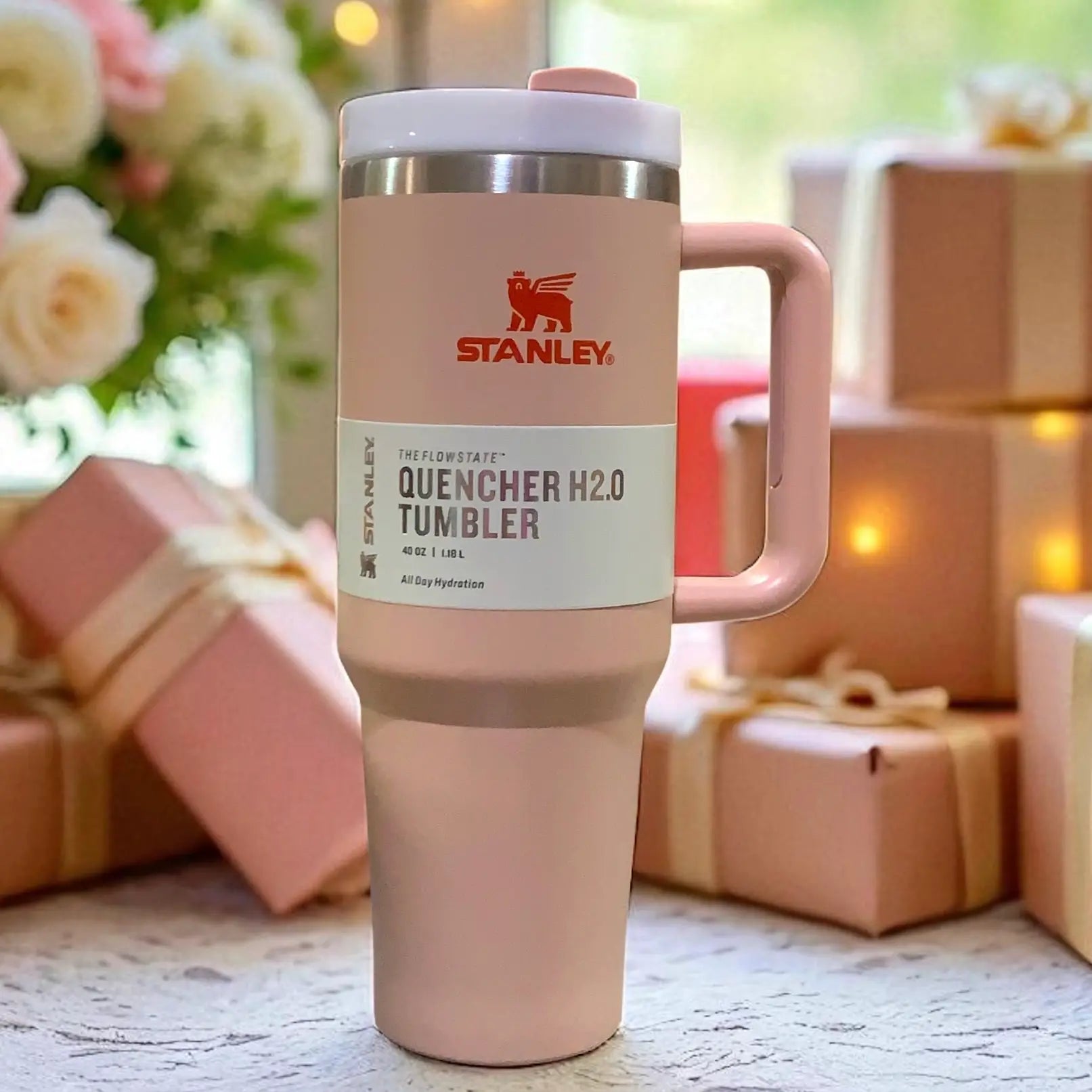 stanley tumbler peach color