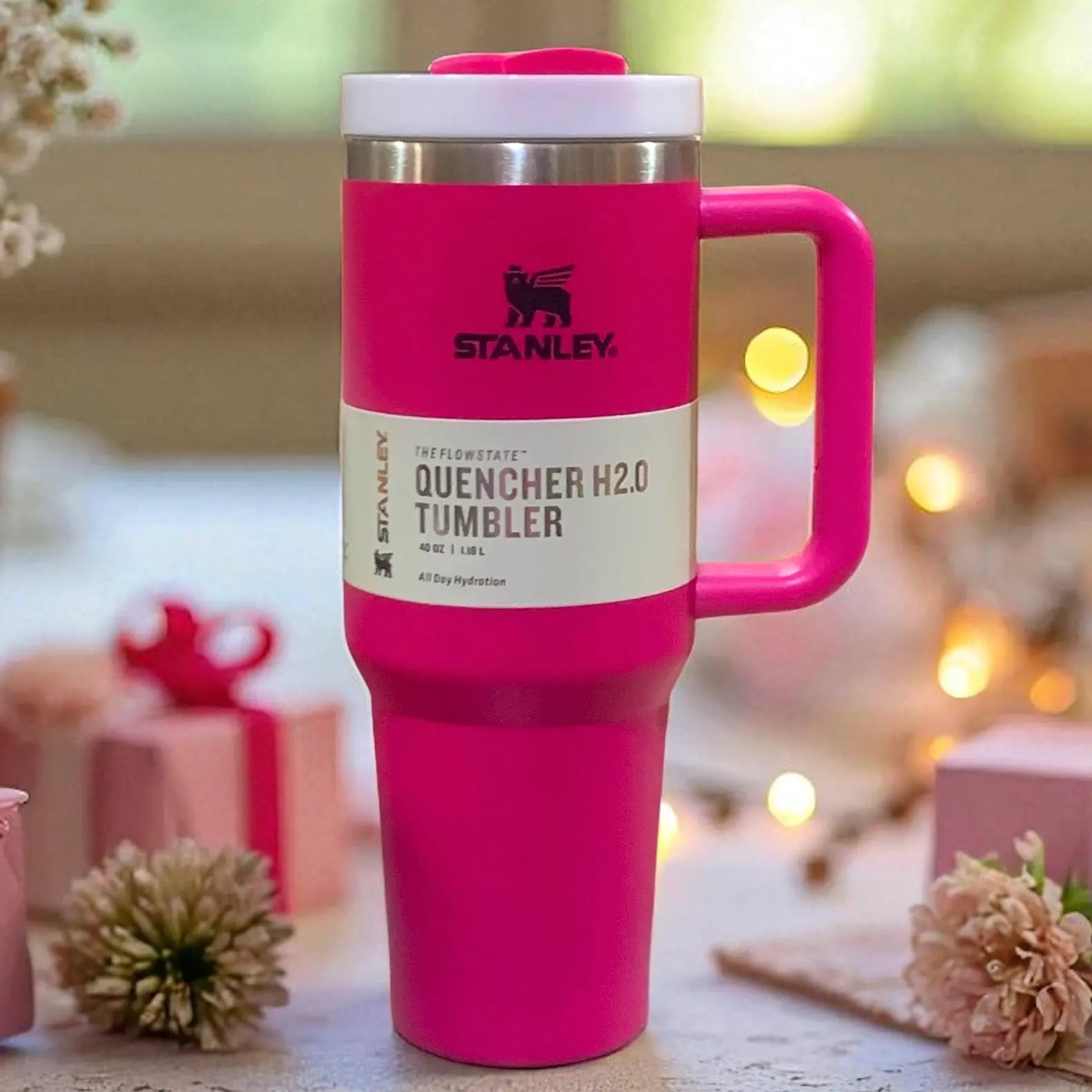 stanley tumbler hot pink color
