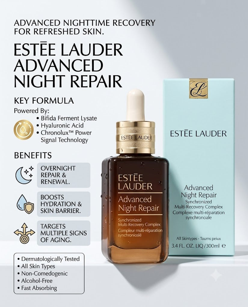 Estee Lauder Advanced Night Repair Serum 100ml – Anti-Aging, Hydrating, Glow-Boosting Skincare Essential.