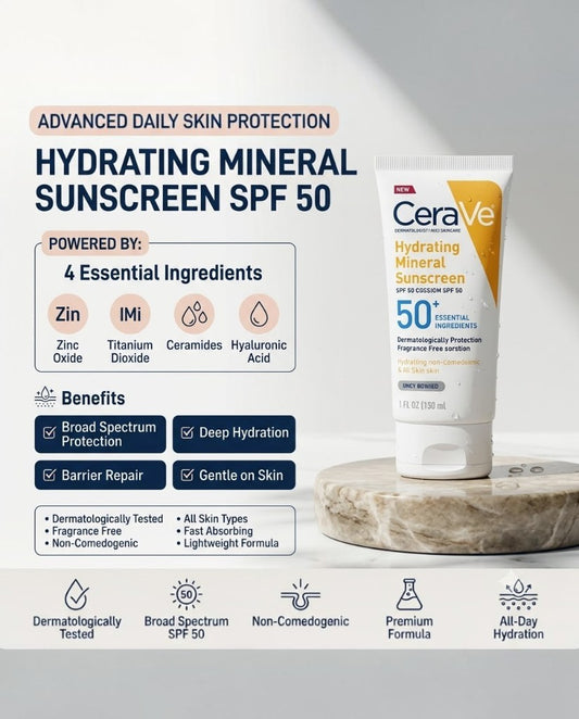 CeraVe Hydrating Mineral Sunscreen SPF50