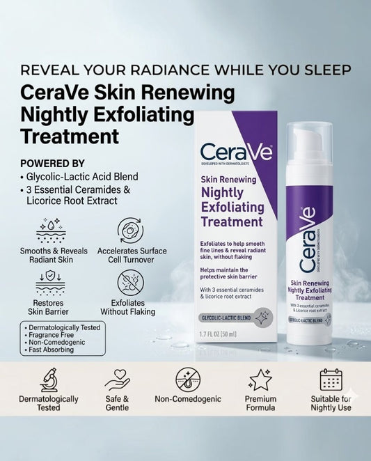 CeraVe Skin Renewing Nightly Treatment 50ml – Fights Wrinkles, Restores Radiance, Boosts Overnight Repair