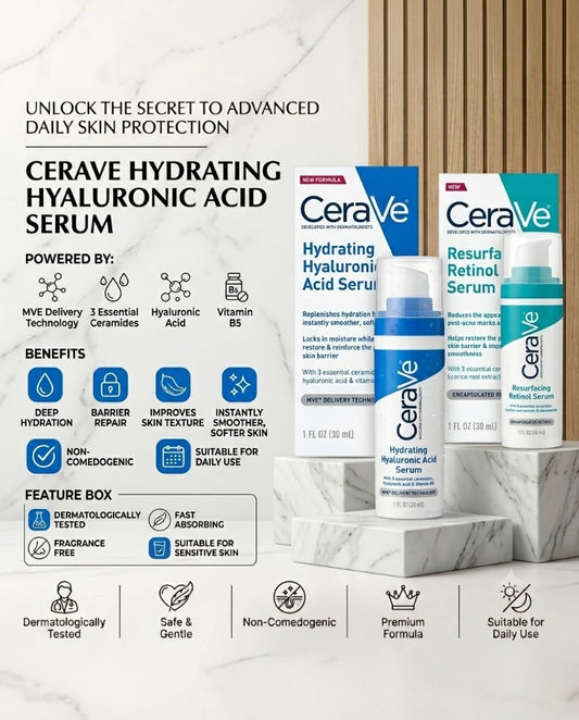 Cerave Retional and Hydrating Hyaluronic Skin Serums