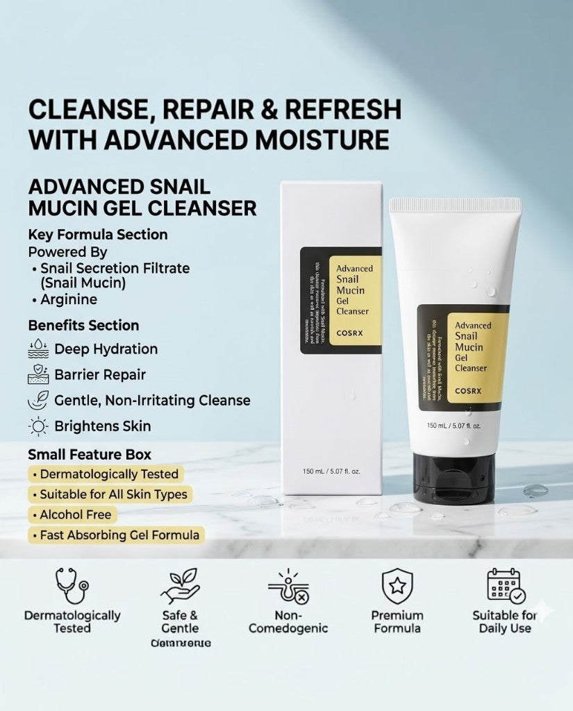 Cosrx Advance Snail Mucin Gel Cleanser