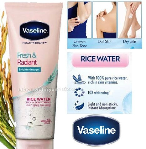 vaseline fresh & radiant brightening gel  with rice water 