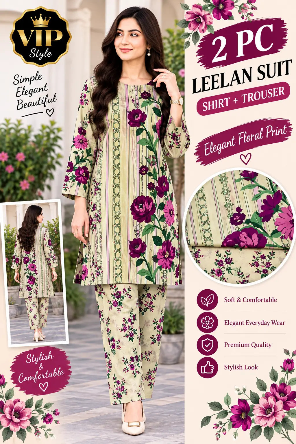 2 Pc All Over Leelan Suit