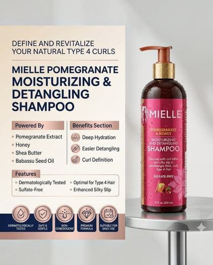MIELLE Pomegranate & Honey Sulfate Free Shampoo 355ml