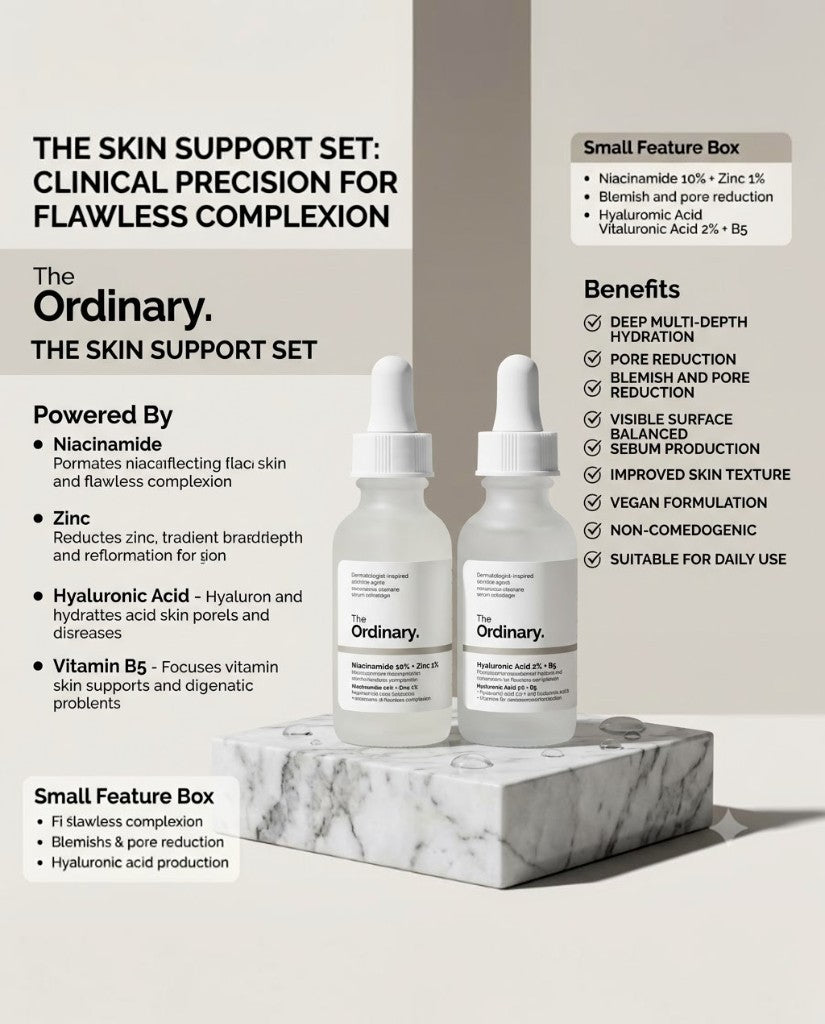 The Ordinary Skin Support Set (  Naicinamide 10%+ Zinc 1% , Hyaluronic Acid 2% + B5 )