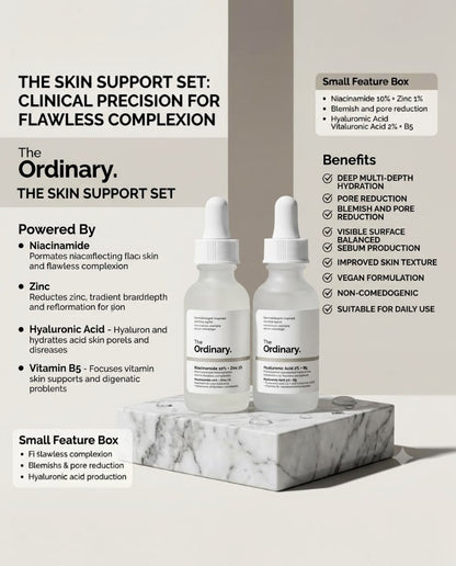 The Ordinary Skin Support Set (  Naicinamide 10%+ Zinc 1% , Hyaluronic Acid 2% + B5 )