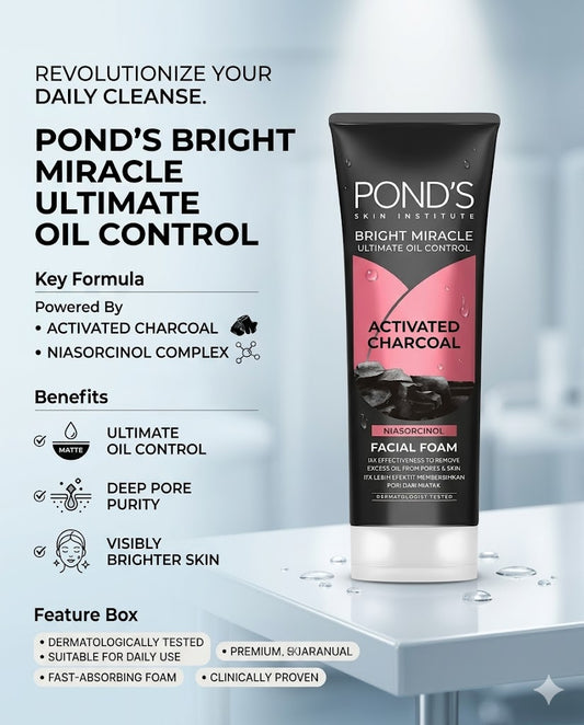 Pond's Bright Activated Charcoal Miracle Facial Foam